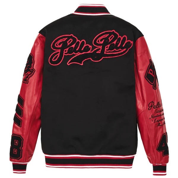 Pelle Pelle Red And Black Varsity Jacket
