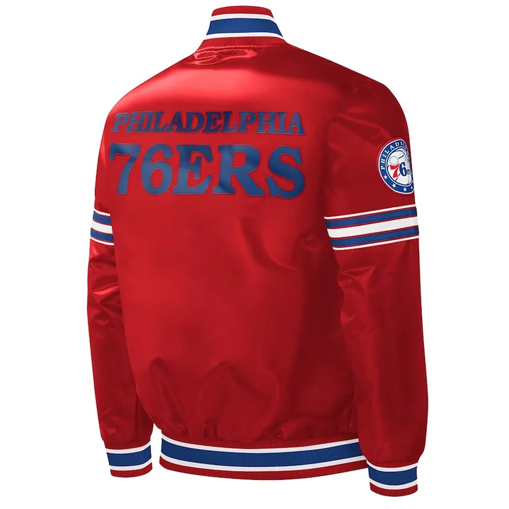 Philadelphia 76ers Slider Red Varsity Satin Jacket
