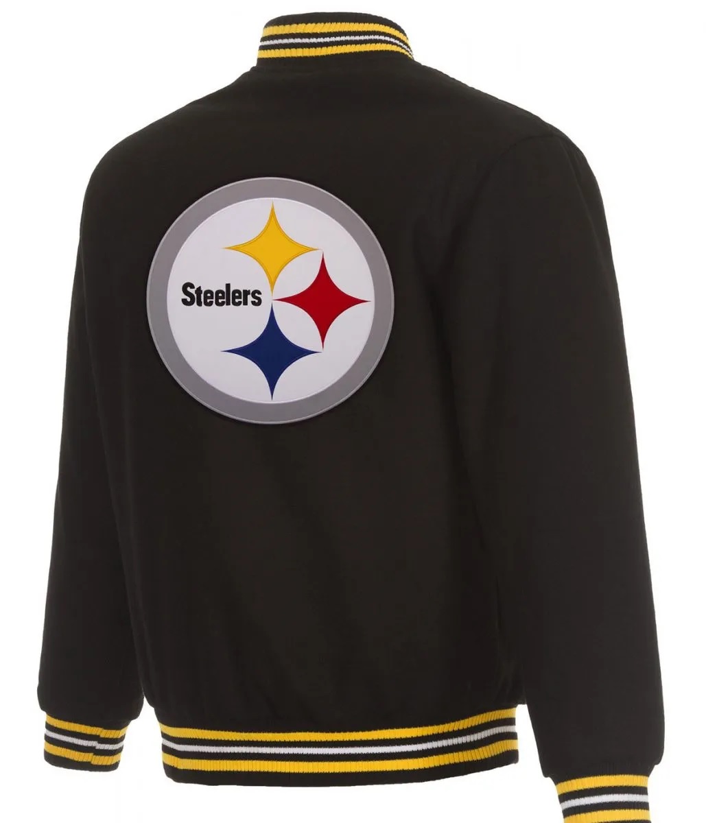 Pittsburgh Steelers Bomber Black Wool Jacket