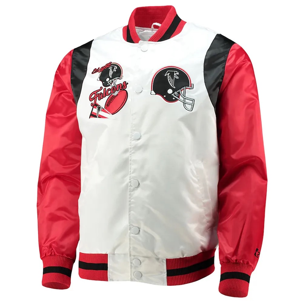 Retro The All-American Atlanta Falcons Red and White Satin Jacket