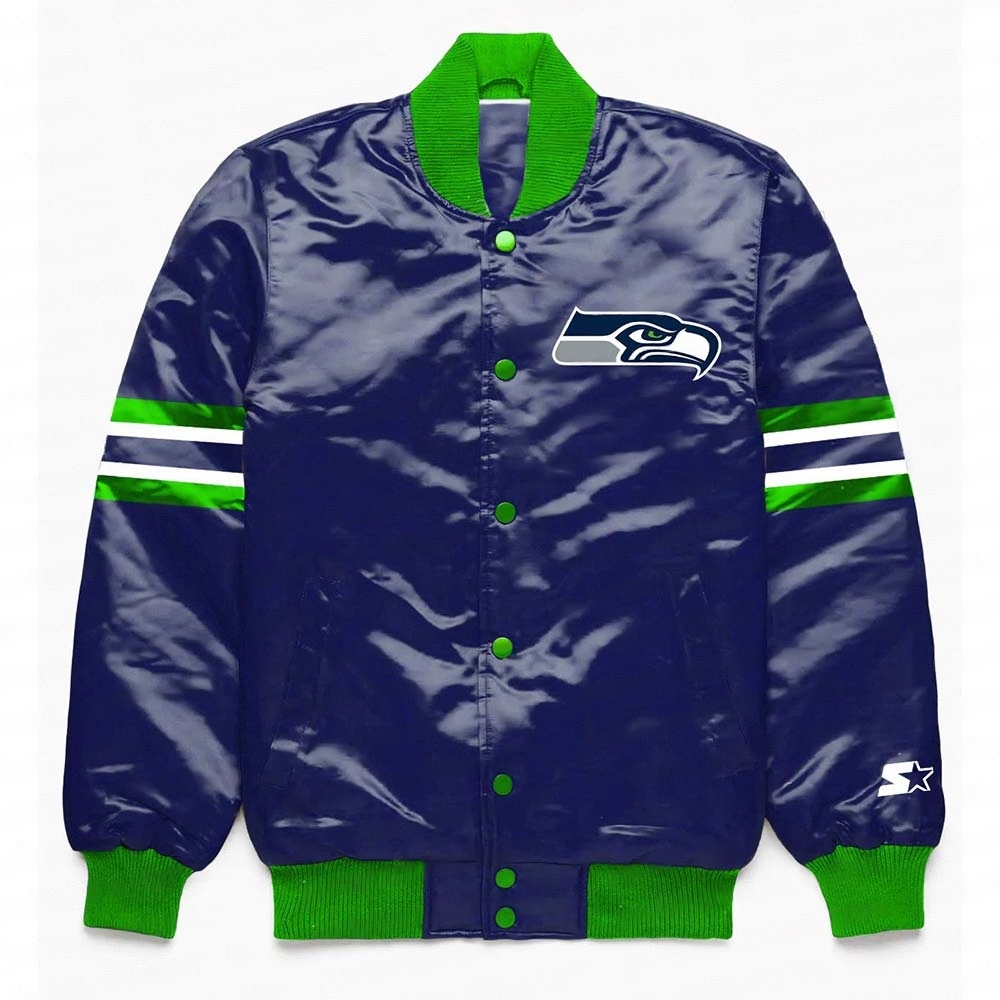 Seattle Seahawks Button Down Blue Jacket