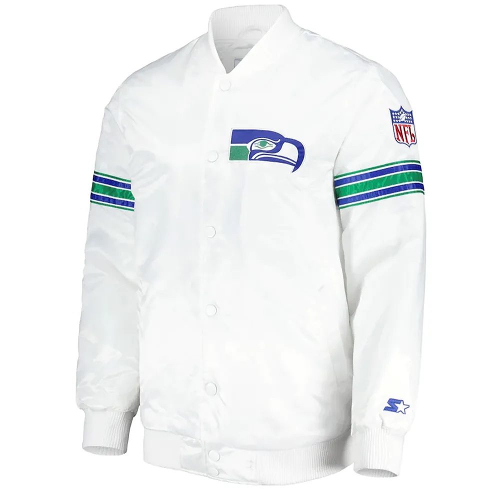 Seattle Seahawks The Power Forward White Satin Jacket