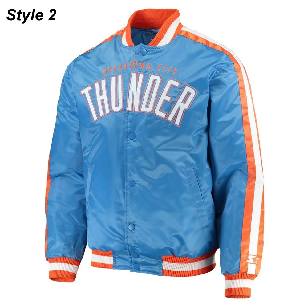 Starter Oklahoma City Thunder Varsity Orange and Blue Jacket