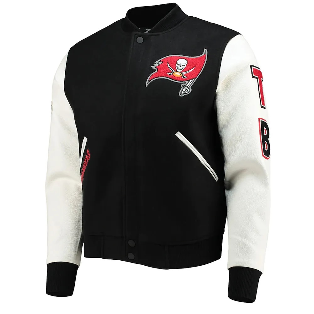 Tampa Bay Buccaneers White and Black Letterman Jacket