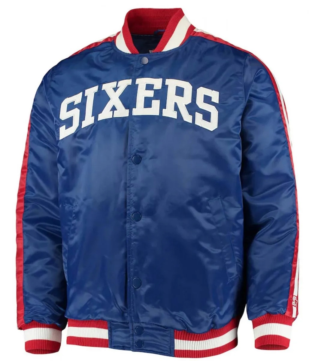 The Offensive Philadelphia 76ers Varsity Royal Blue Satin Full-Snap Jacket