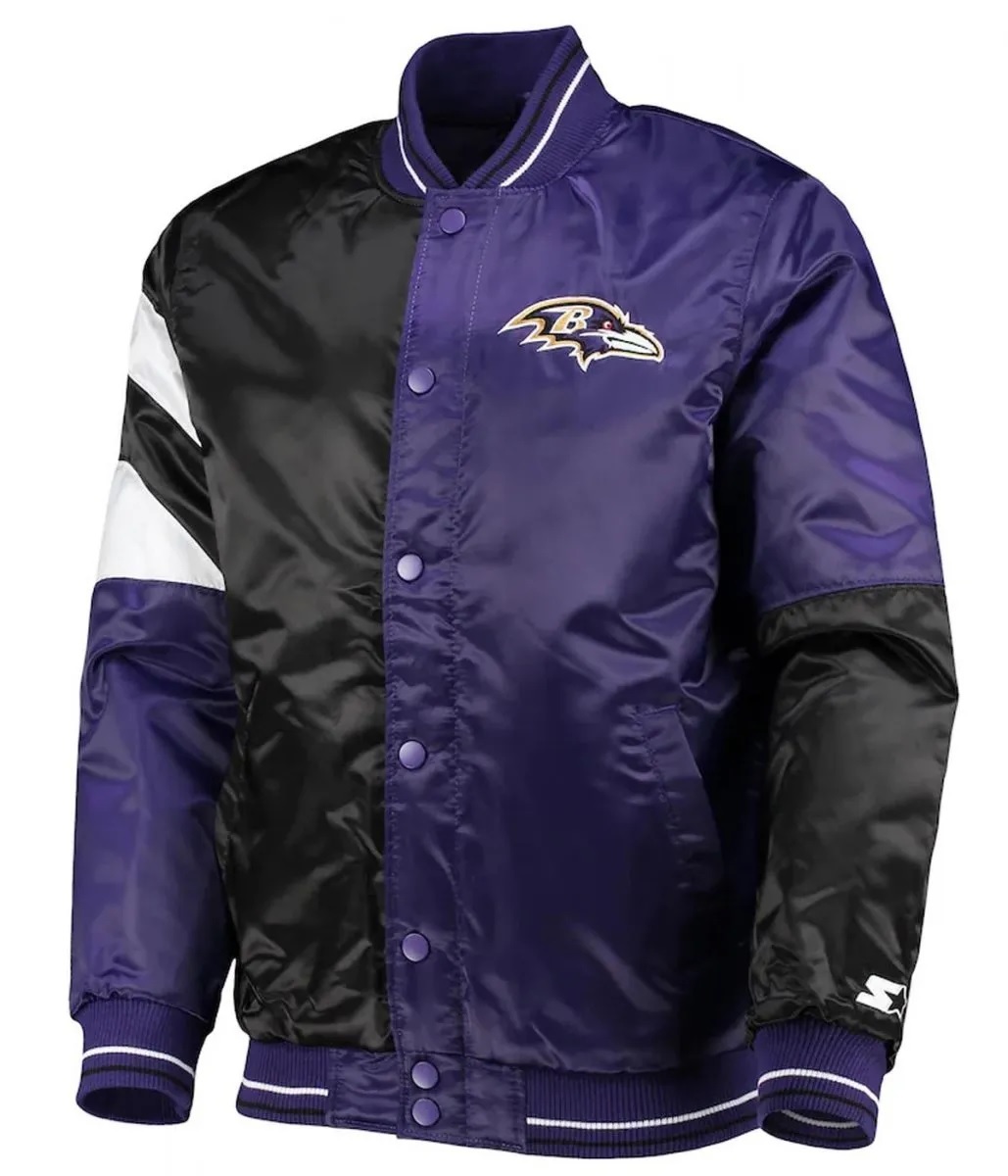 Varsity Baltimore Ravens Full-Snap Satin Jacket