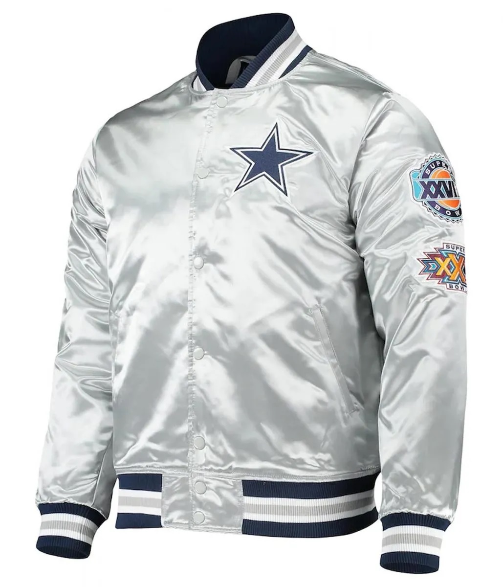 Dallas Cowboys Silver Satin Jacket