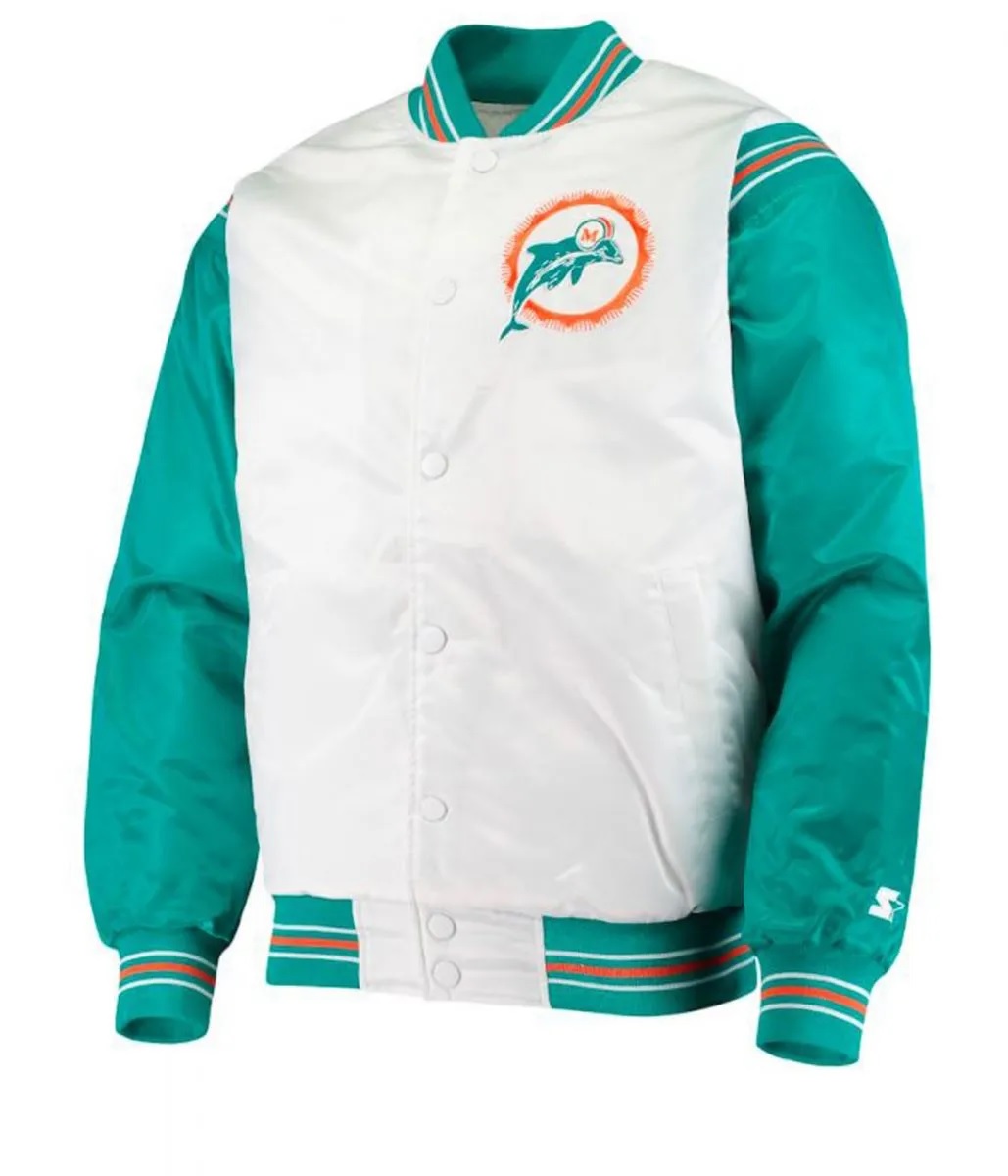 Miami Dolphins Green and White Starter Varsity Jacket