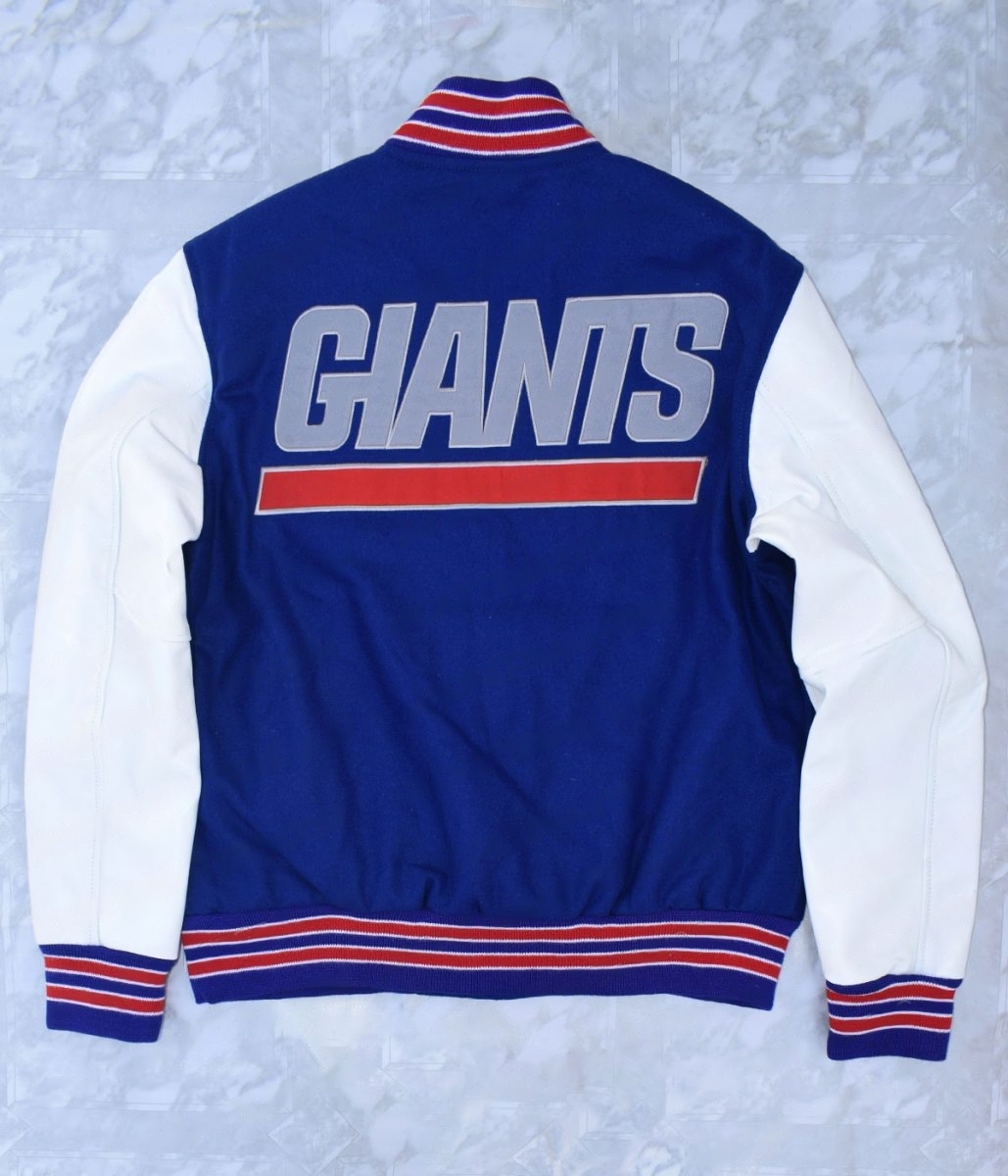 New York Giants Blue and White Letterman Jacket