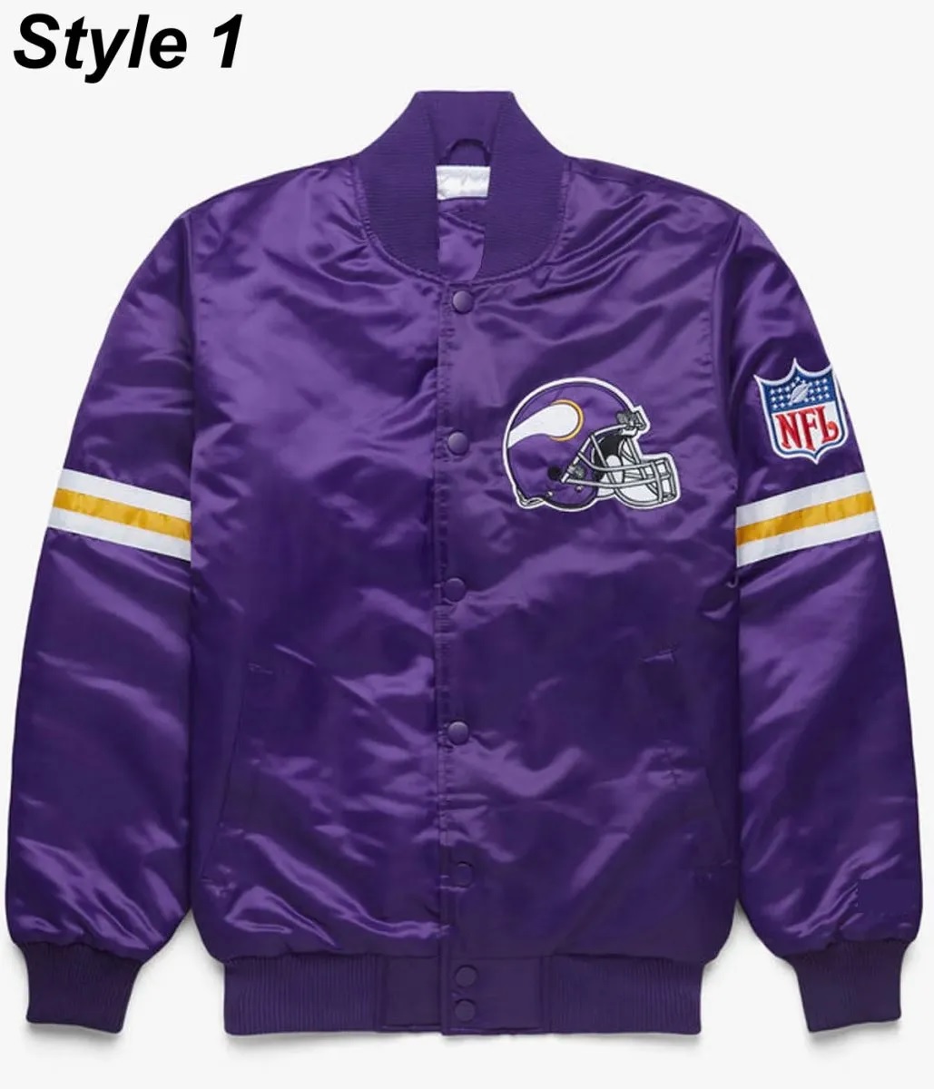 Bomber Minnesota Vikings Purple Satin Jacket
