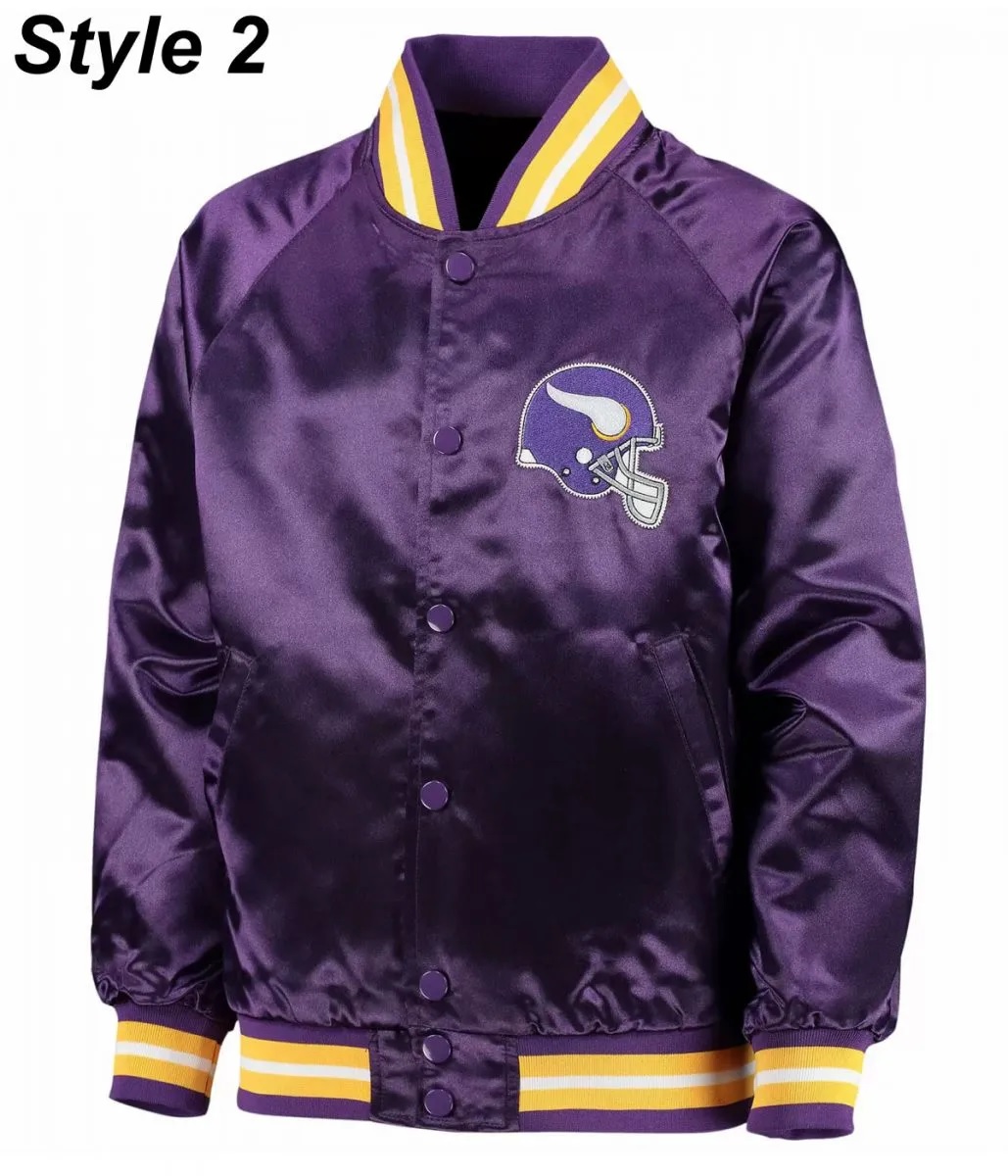Bomber Minnesota Vikings Purple Satin Jacket