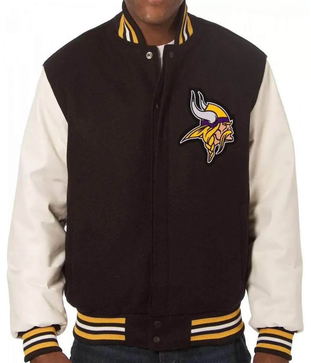 Minnesota Vikings Varsity White and Black Jacket