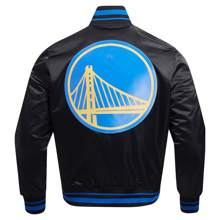 Golden State Warriors Script Tail Satin Varsity Jacket