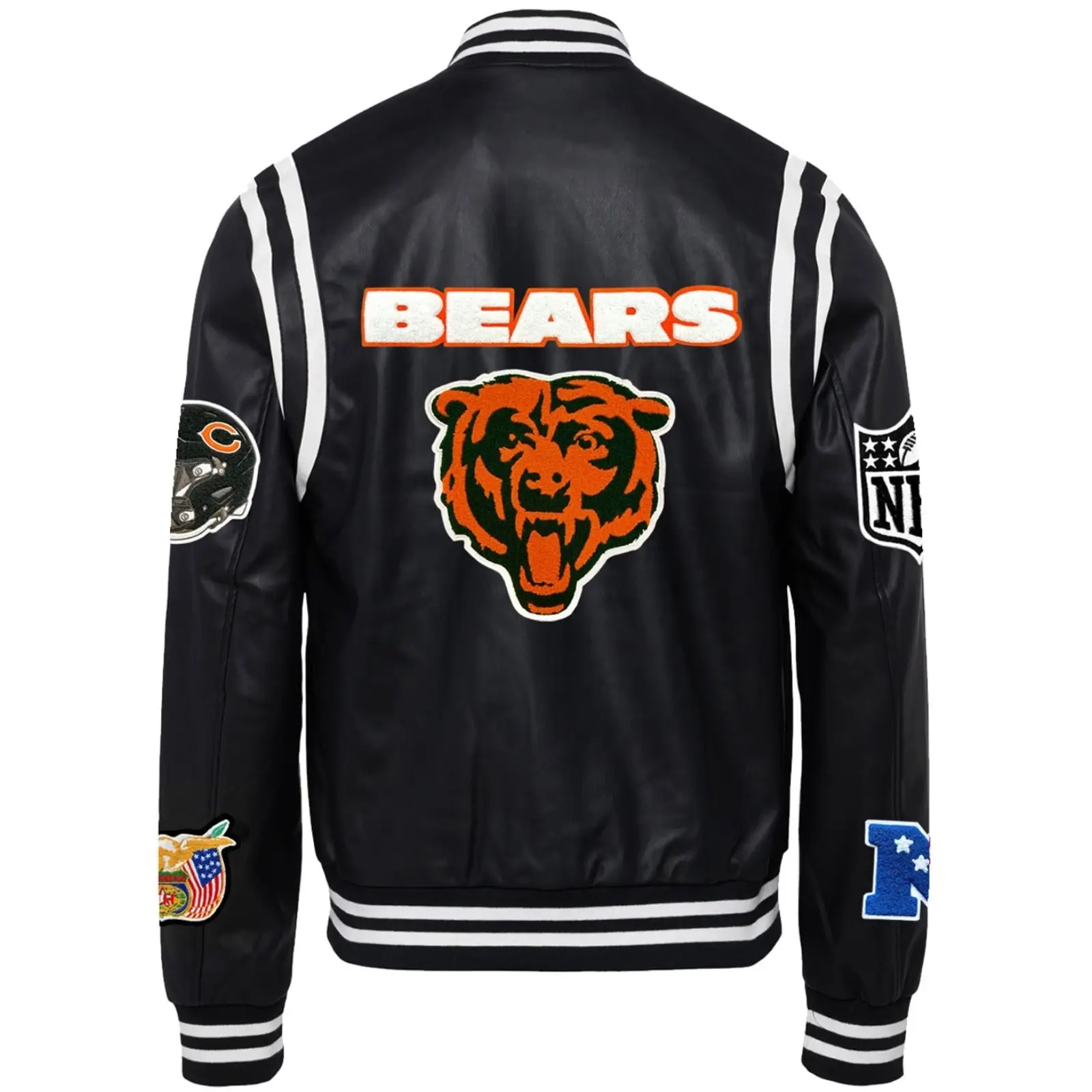 Chicago Bears Jeff Hamilton Black Vegan Full-Snap Jacket