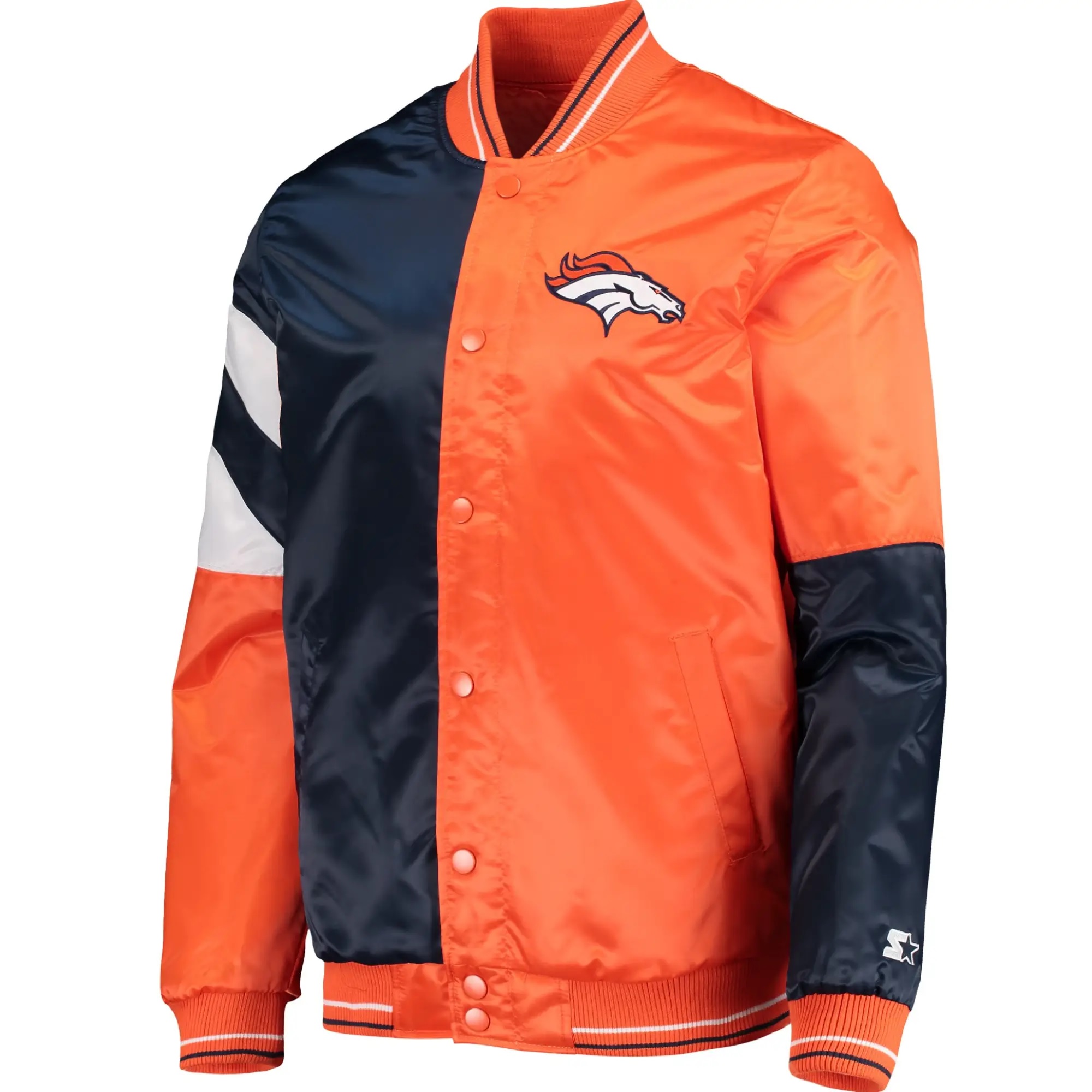 Denver Broncos Classic Rib Satin Varsity Jacket