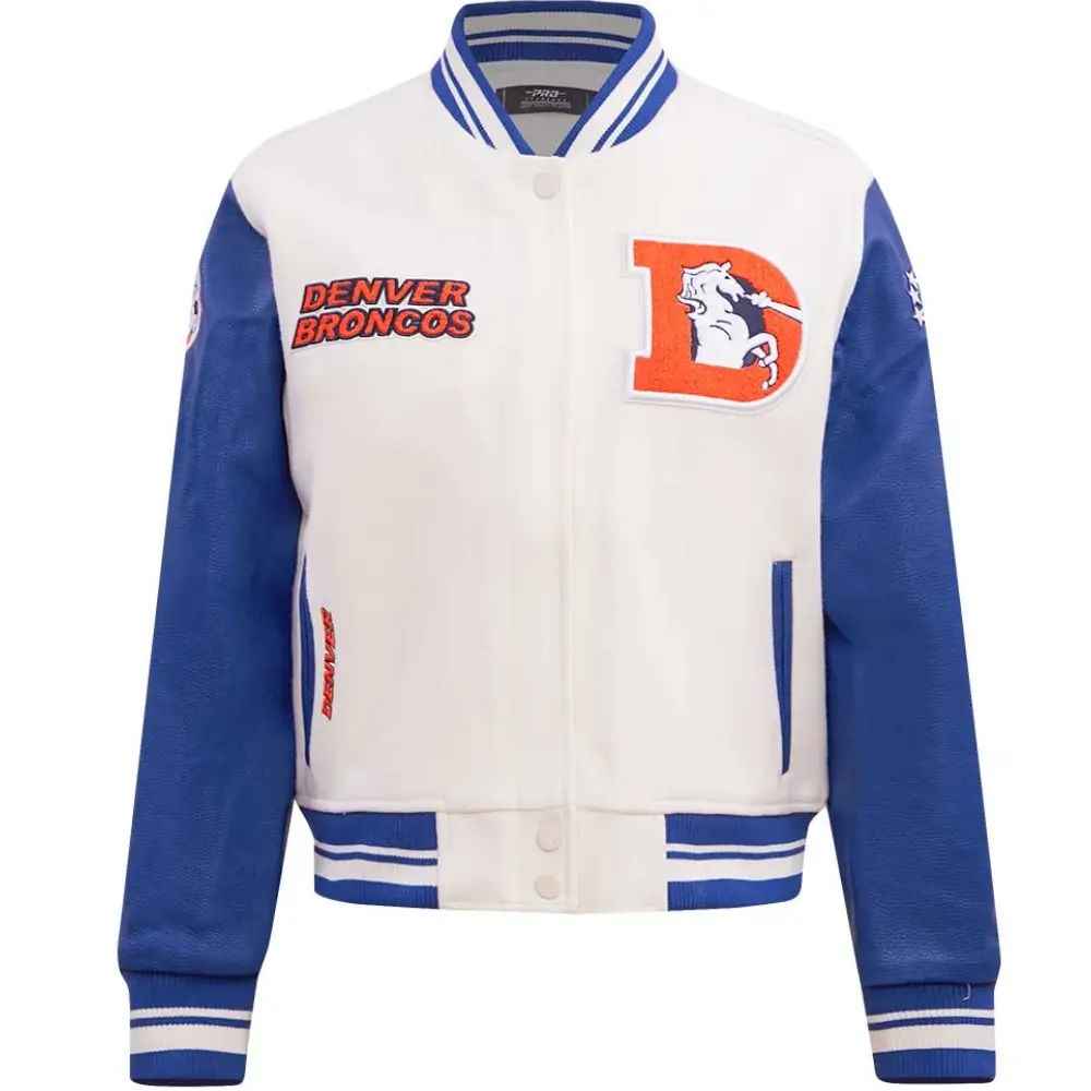 Denver Broncos Classic Rib Wool and Leather Varsity Jacket