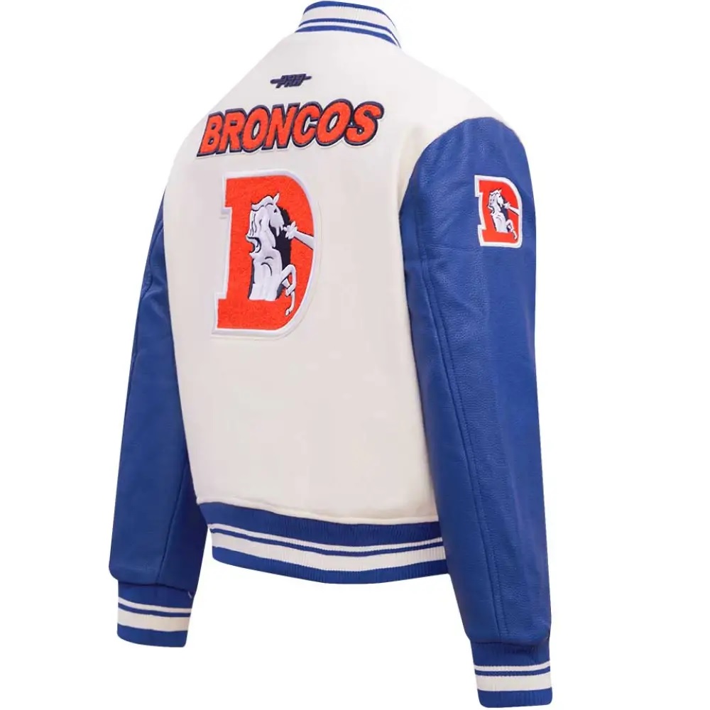 Denver Broncos Classic Rib Wool and Leather Varsity Jacket