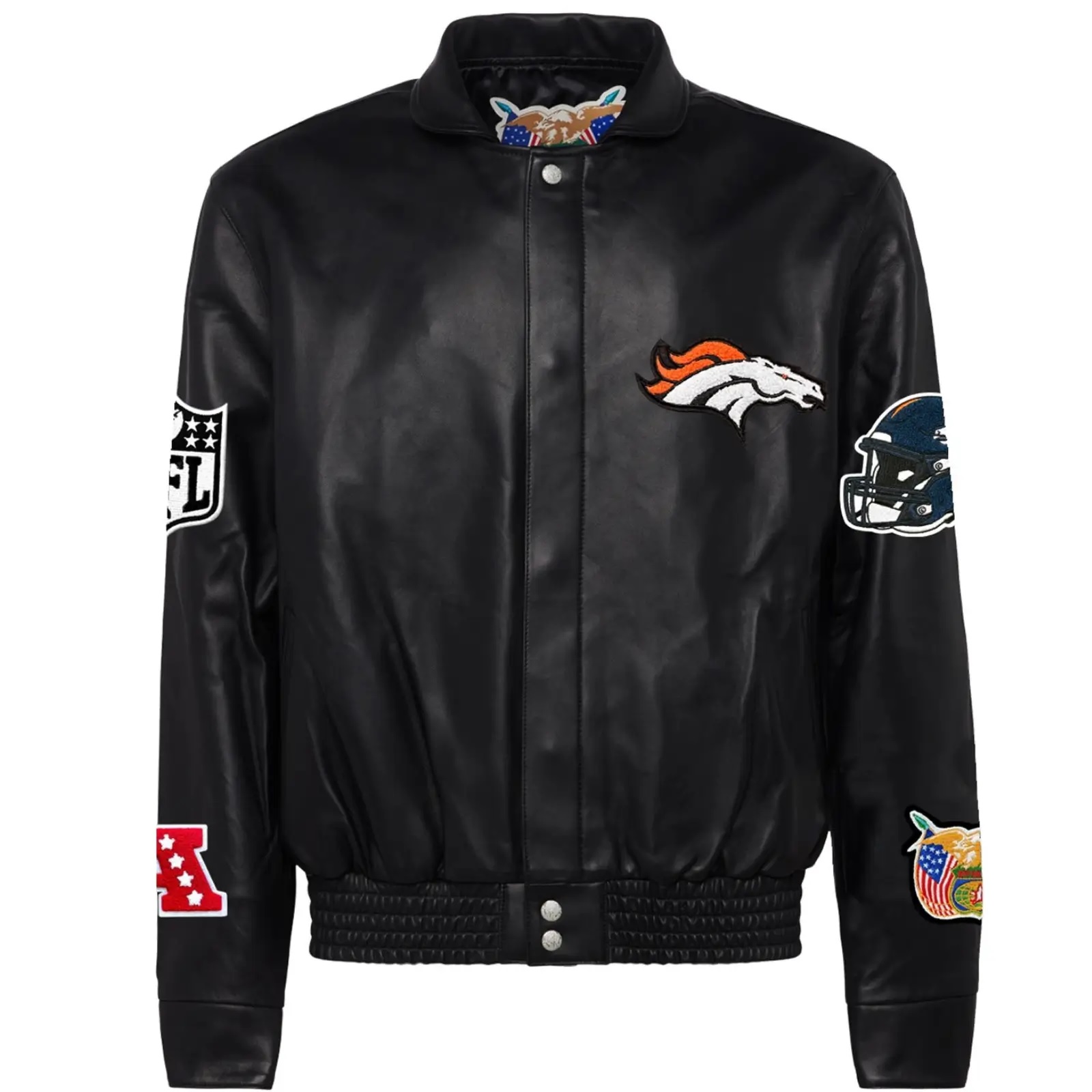 Denver Broncos Jeff Hamilton Leather Varsity Jacket