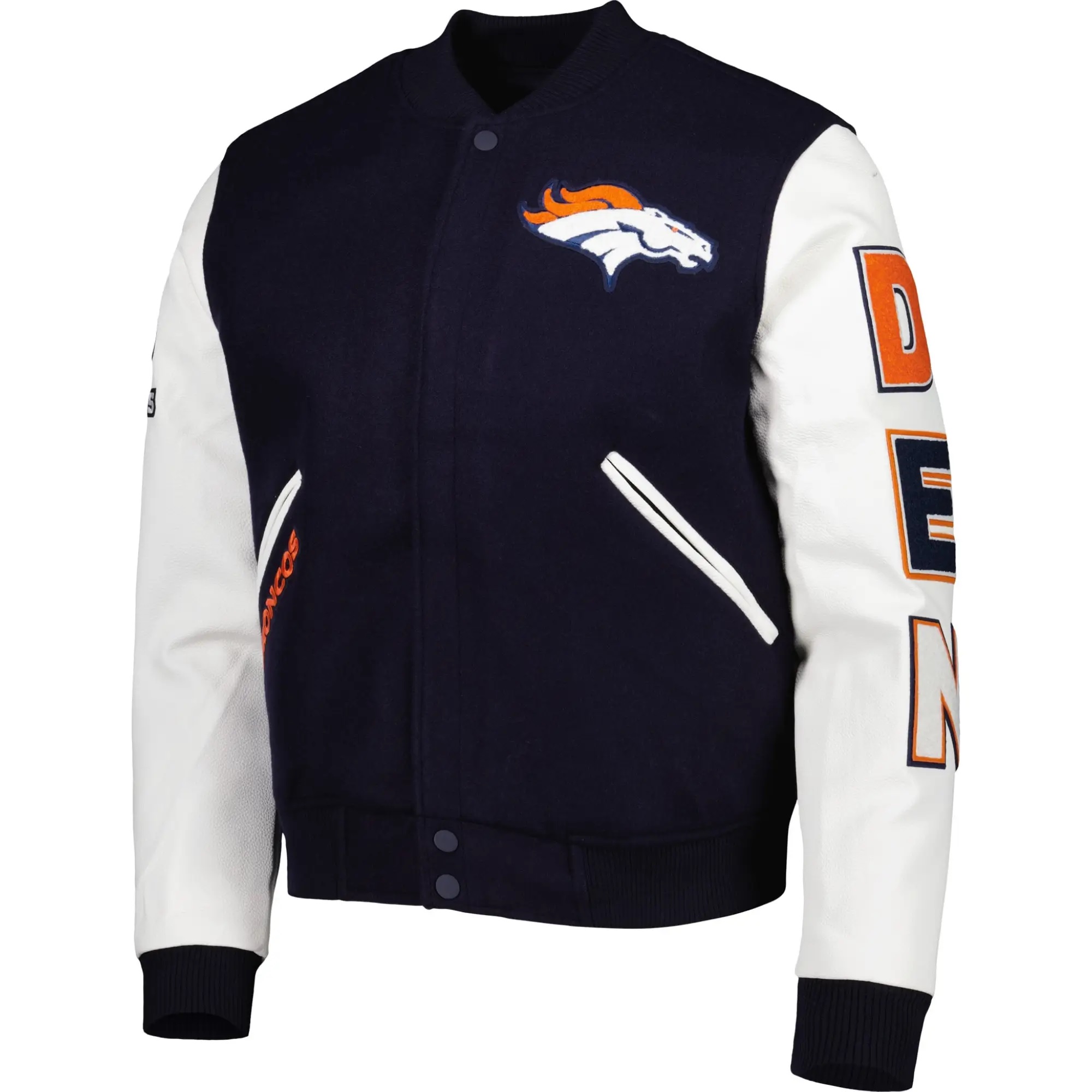 Denver Broncos Navy and White Varsity Jacket