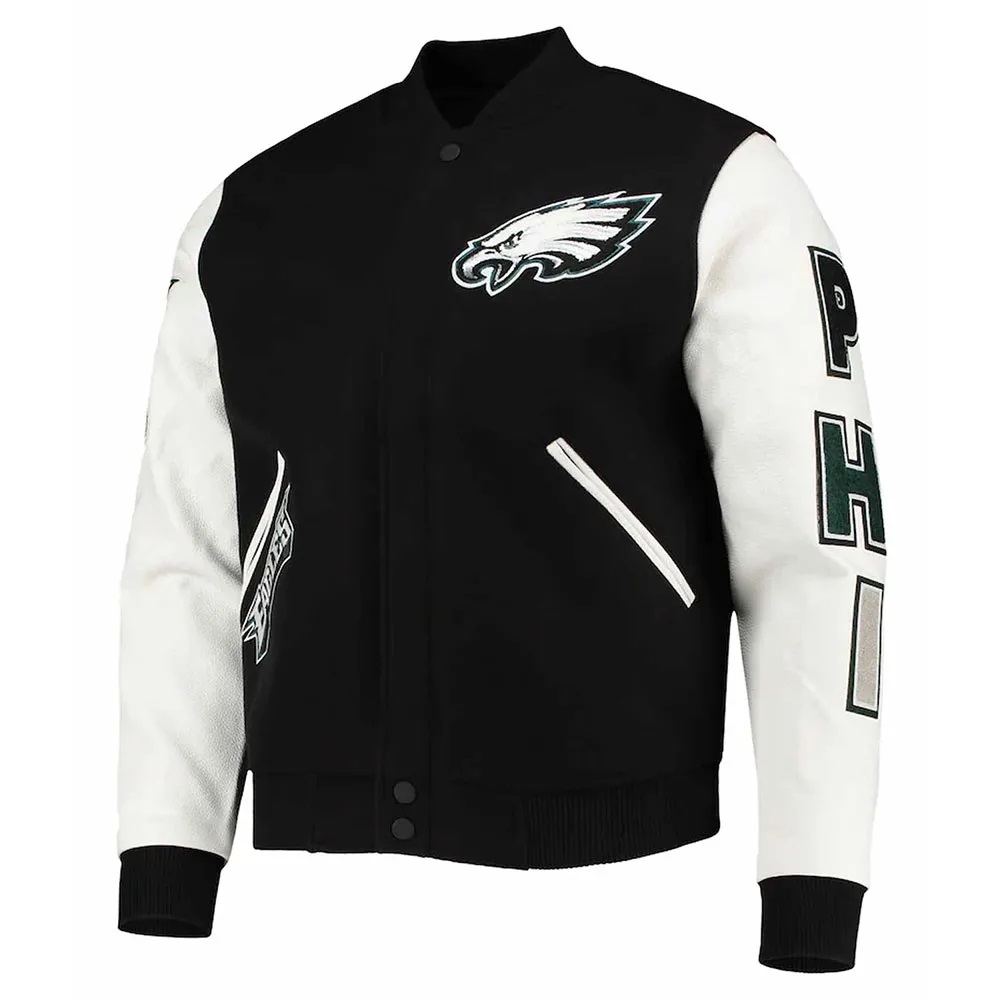 Philadelphia Eagles Black and White Letterman Jacket