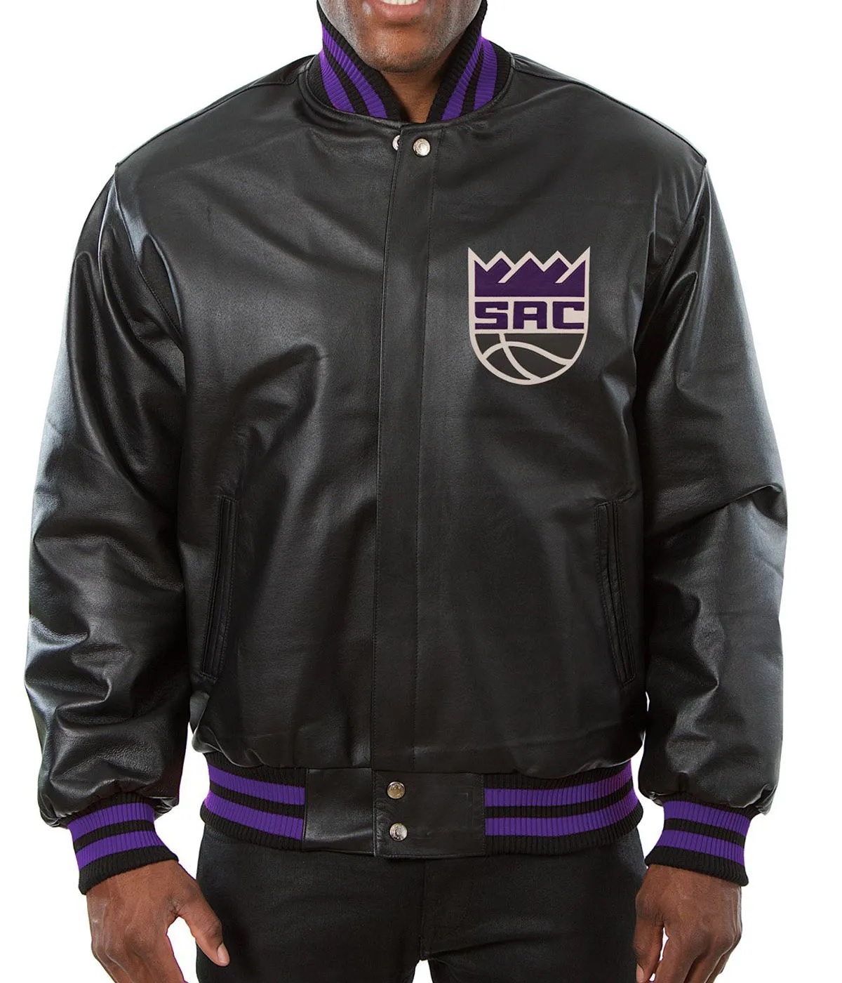 Sacramento Kings Bomber Black Leather Jacket