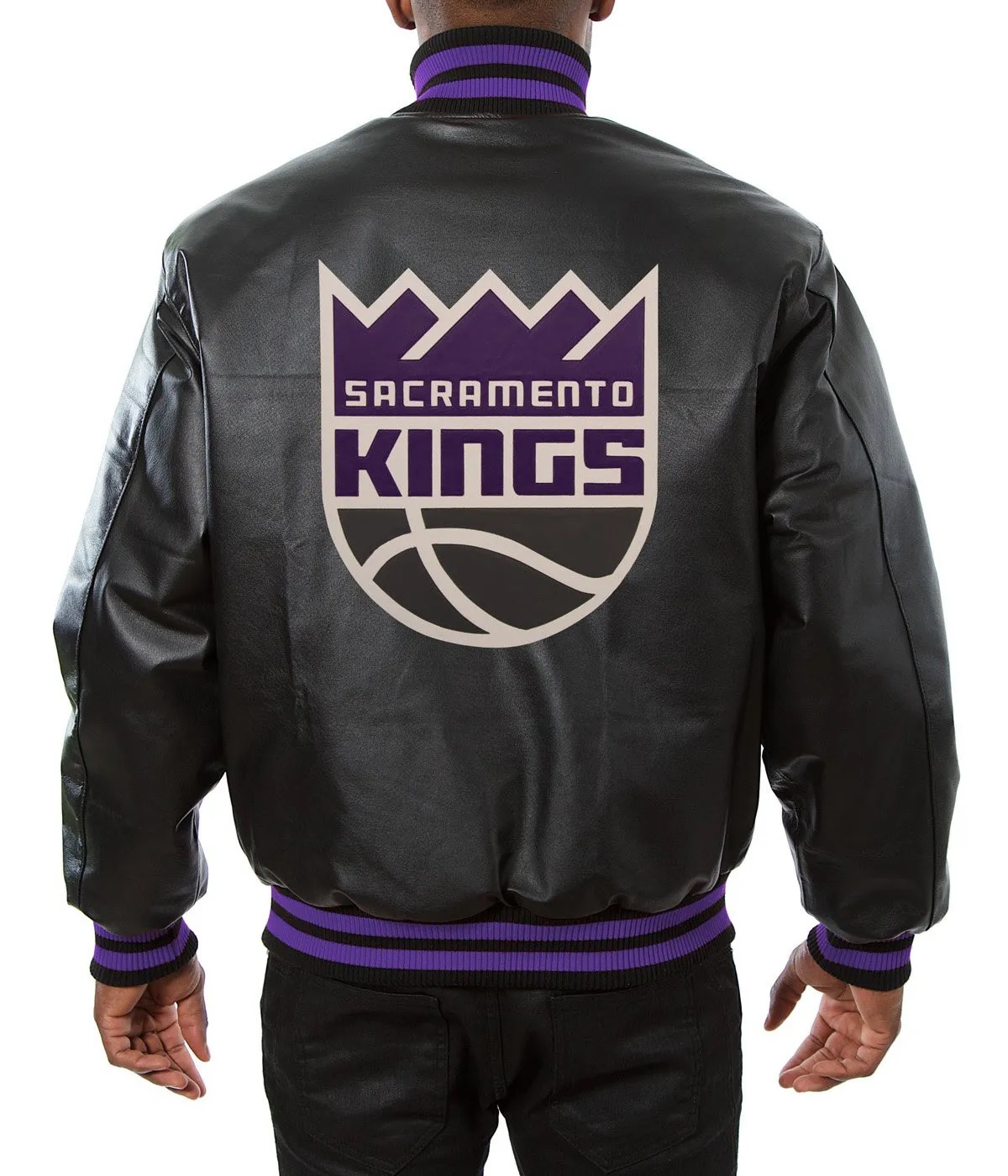 Sacramento Kings Bomber Black Leather Jacket