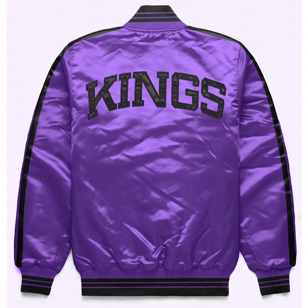 Sacramento Kings Striped Varsity Full-Snap Satin Jacket