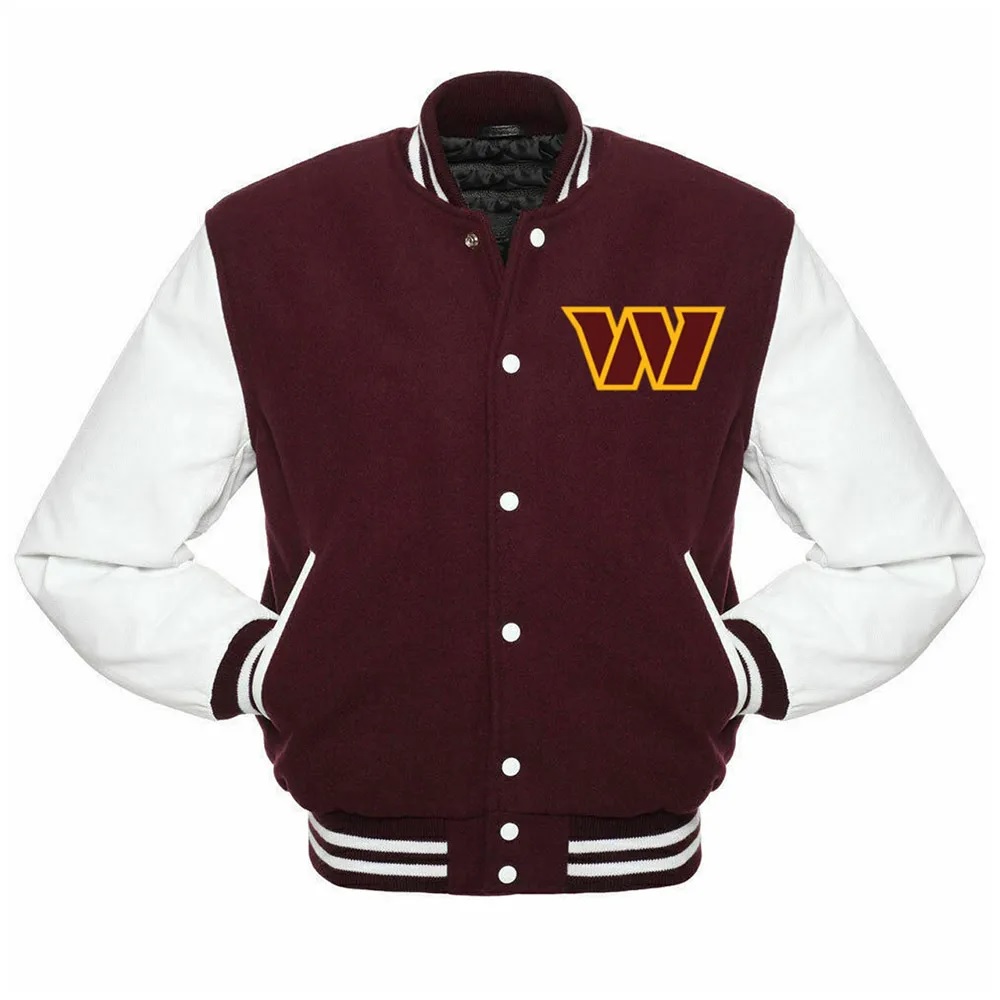 Washington Commanders Letterman Maroon and White Jacket