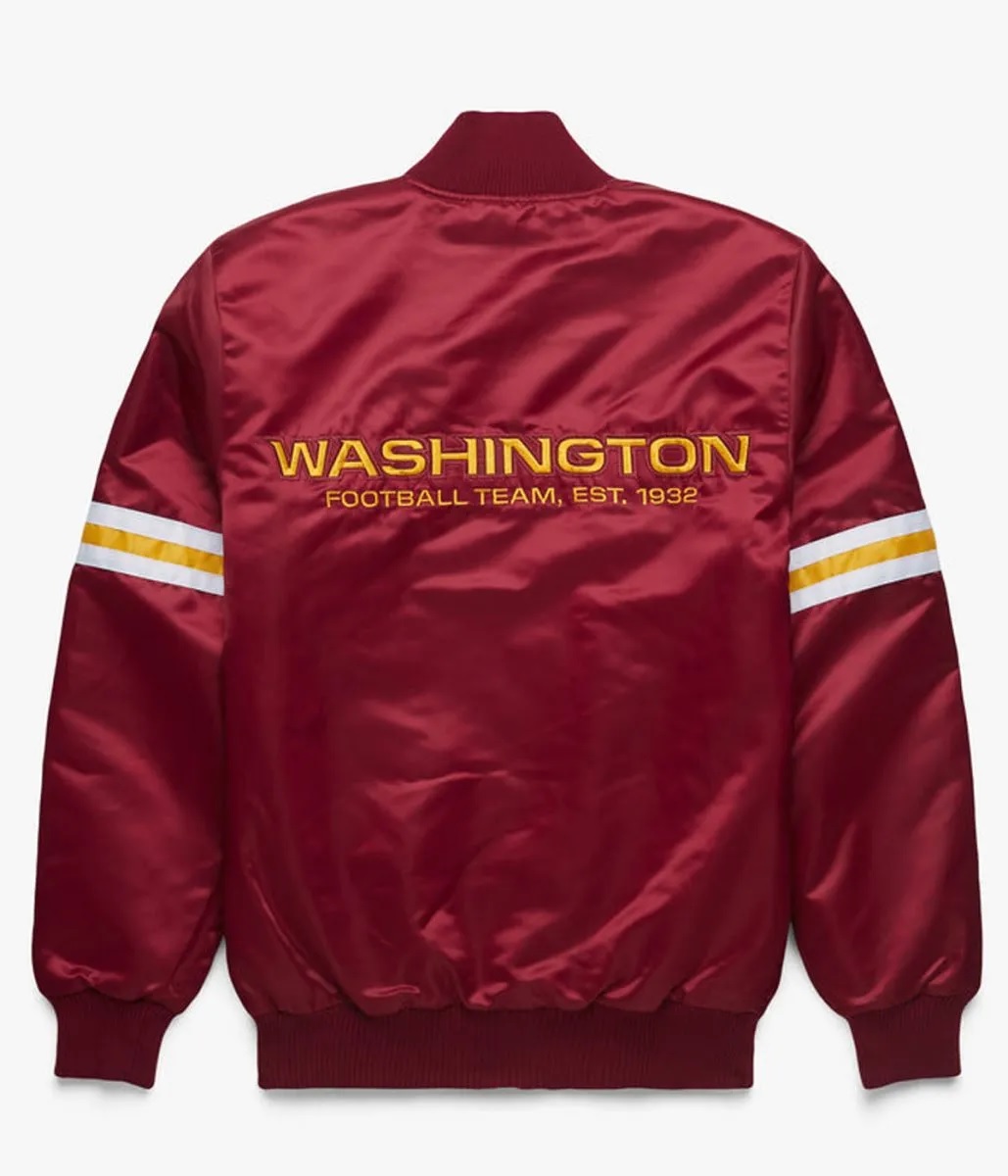 Washington Commanders Burgundy Starter Satin Bomber Jacket