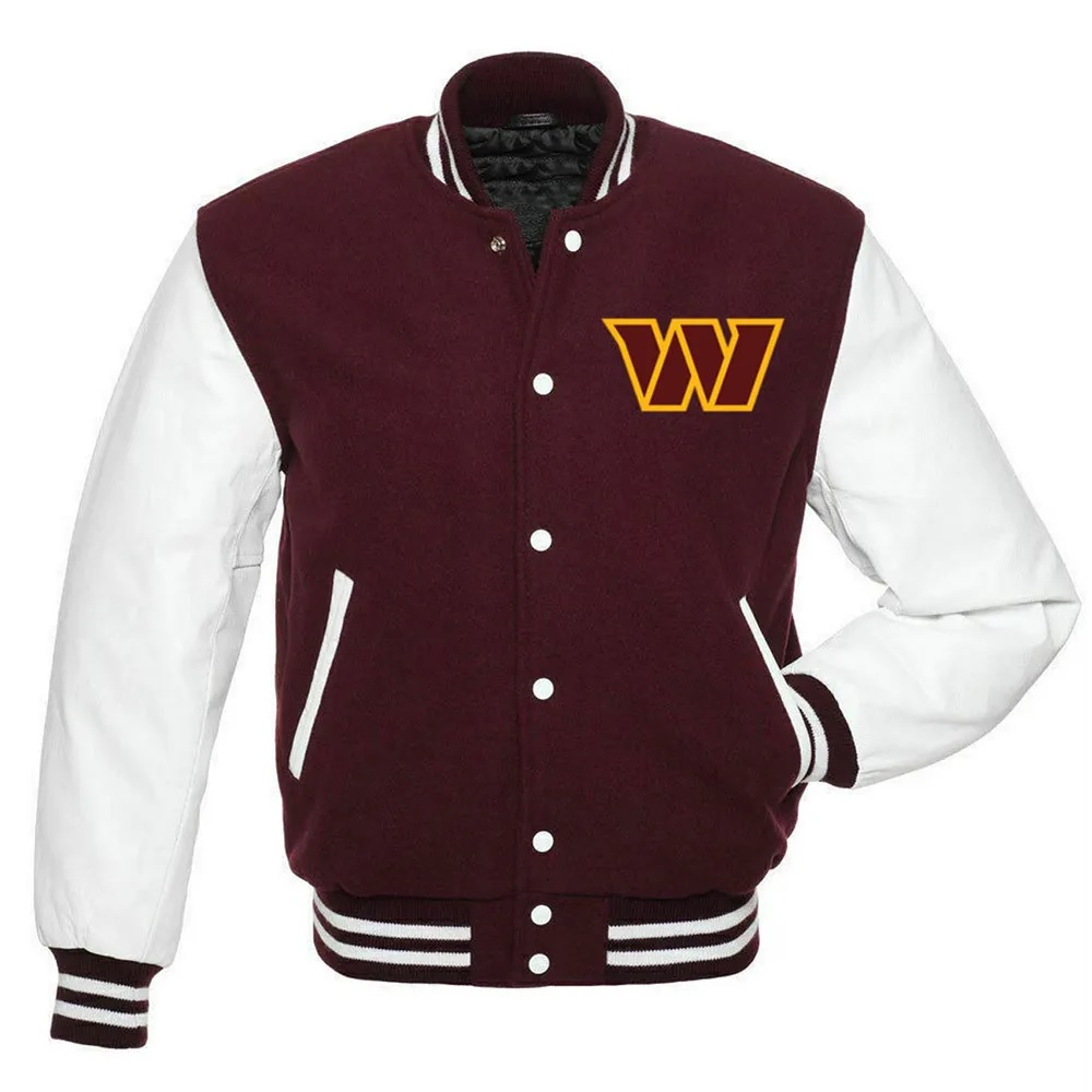 Washington Commanders Letterman Maroon and White Jacket