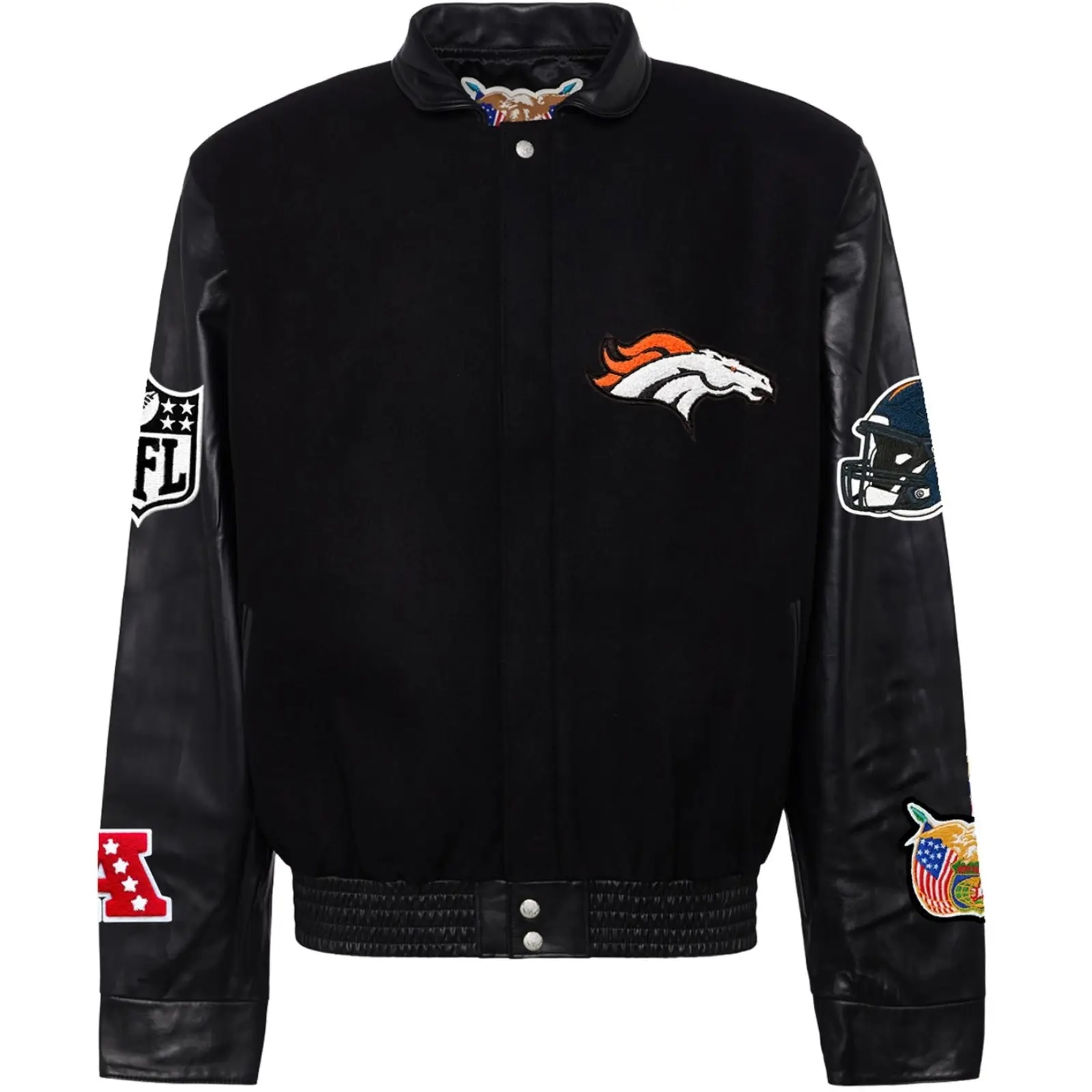 Denver Broncos Black Wool and Leather Varsity Jacket