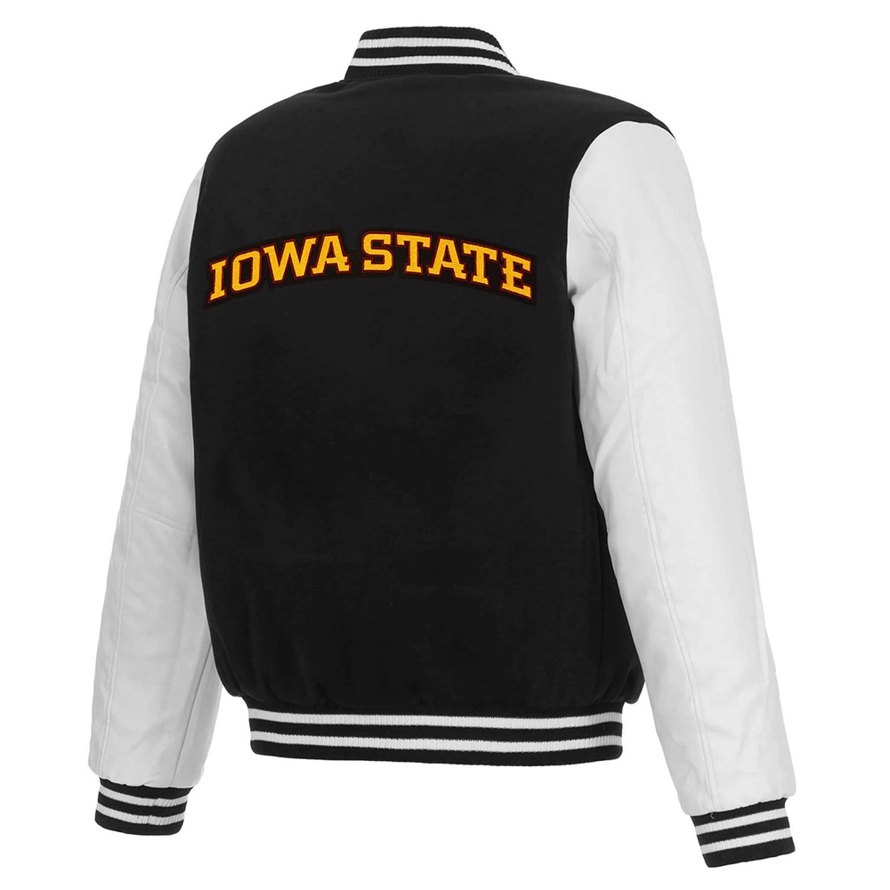 Black and White Iowa Hawkeyes Varsity Jacket