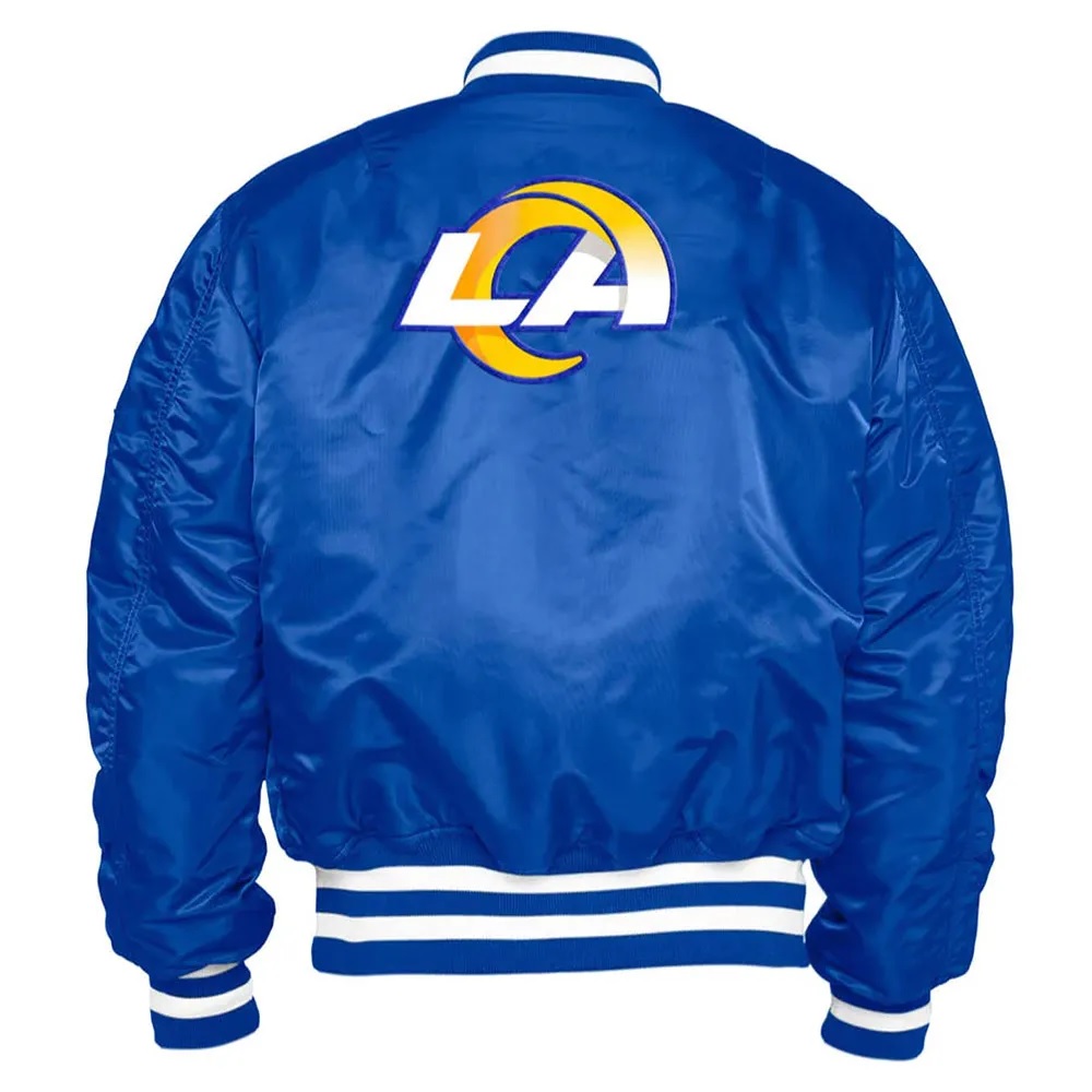 LA Rams Bomber MA-1 Royal Satin Jacket