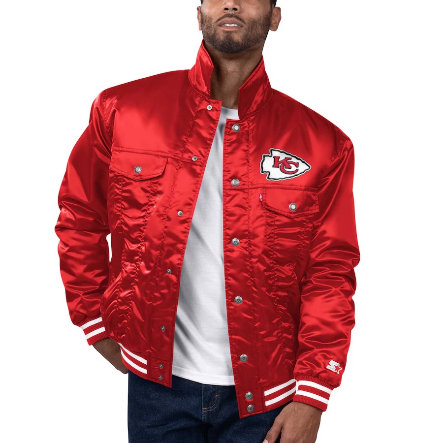 Levis x Starter Kansas City Chiefs Red Satin Varsity Jacket