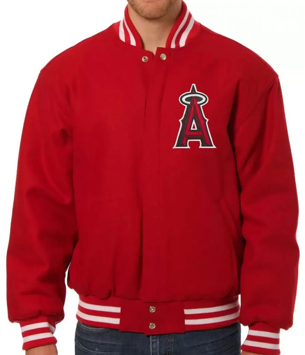 Los Angeles Angels Red Letterman Wool Jacket