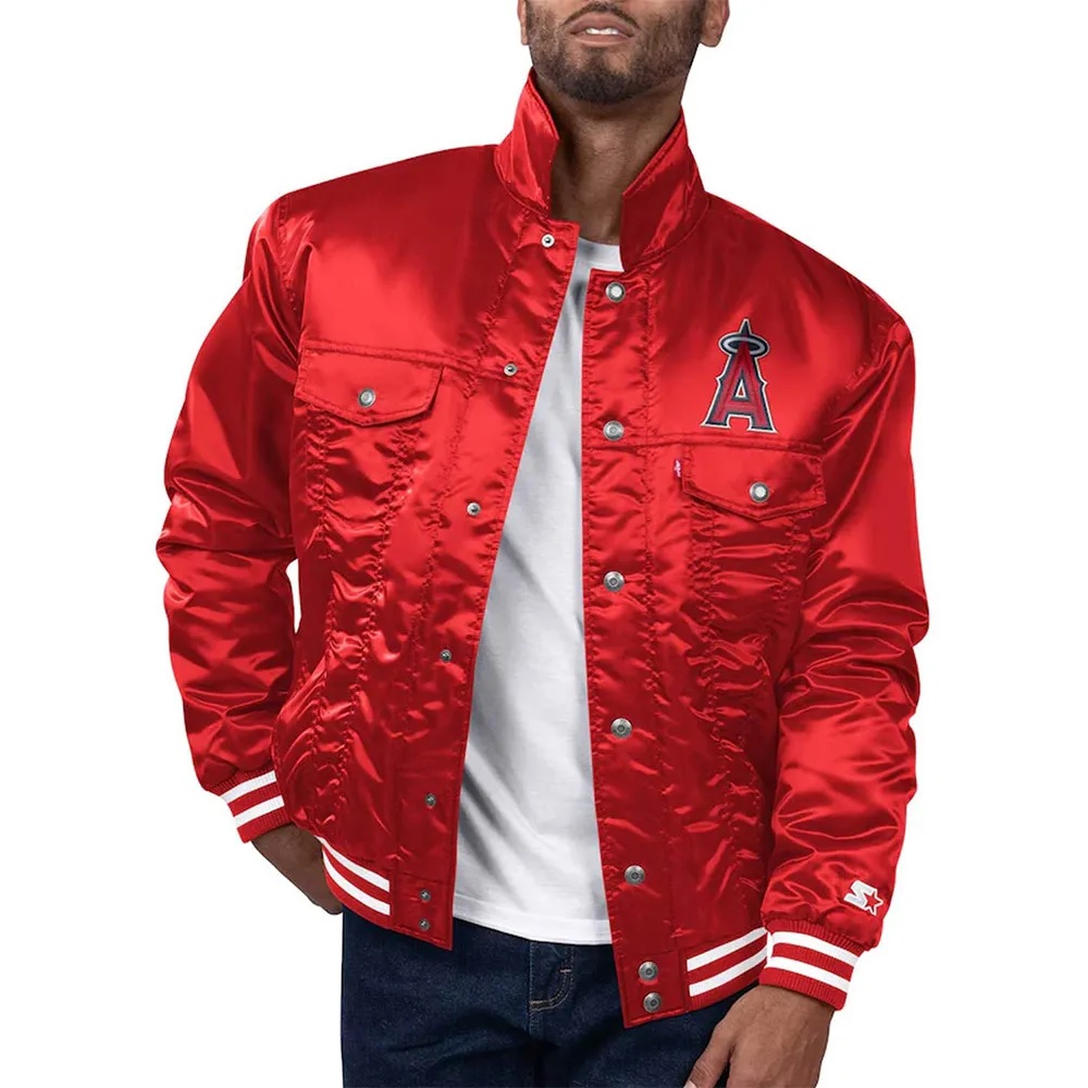 Los Angeles Angels Red Silver Tab Trucker Jacket