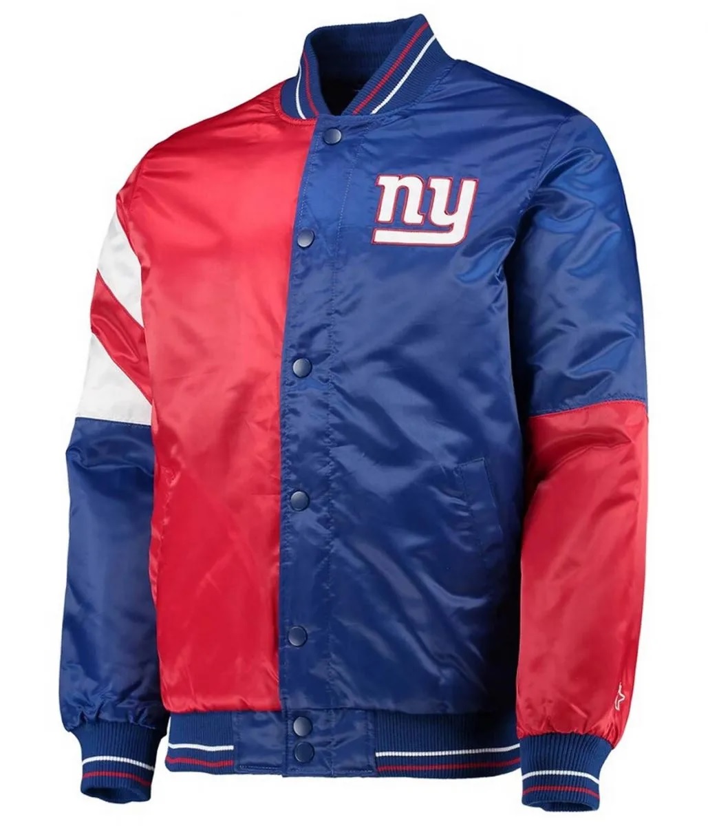 NY Giants Leader Red and Blue Satin Varsity Jacket