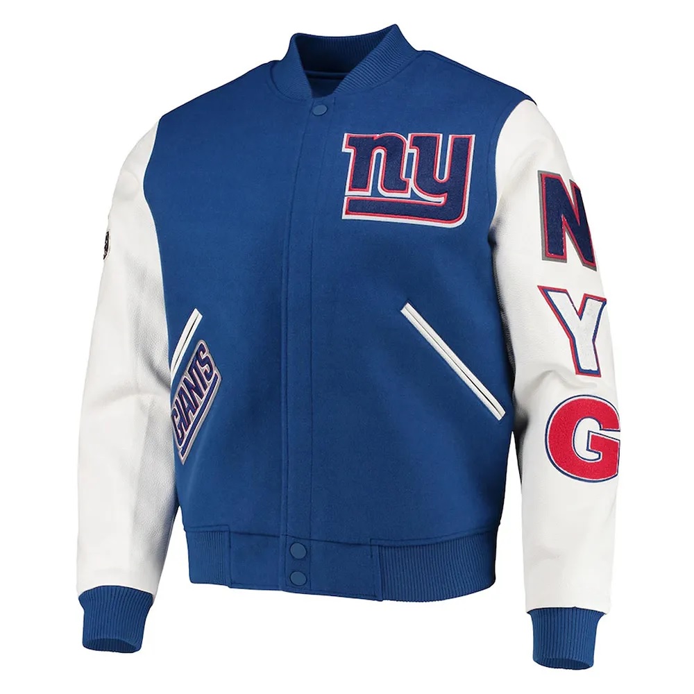 NY Giants Logo Varsity White Royal Jacket