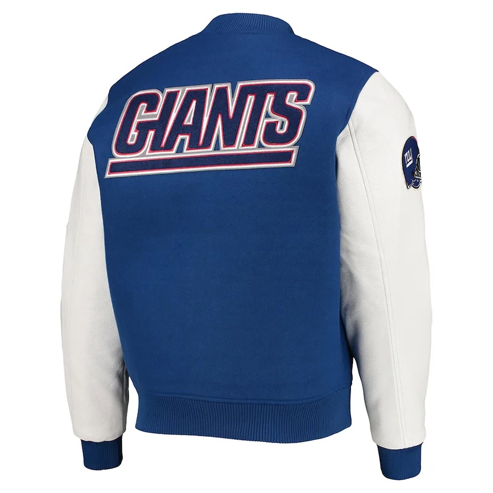 NY Giants Logo Varsity White Royal Jacket