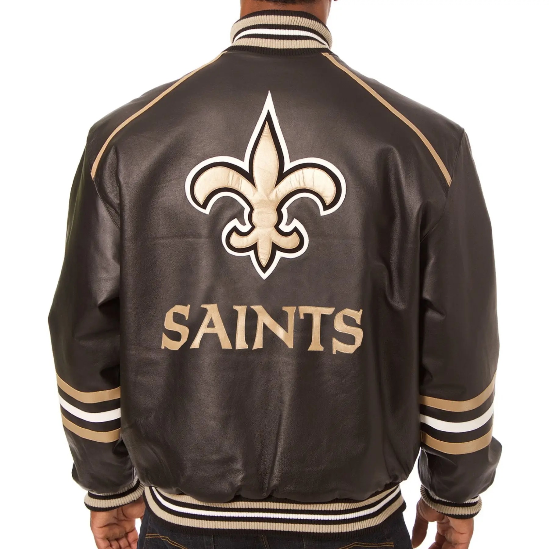 New Orleans Saints Classic Rib Leather Varsity Jacket