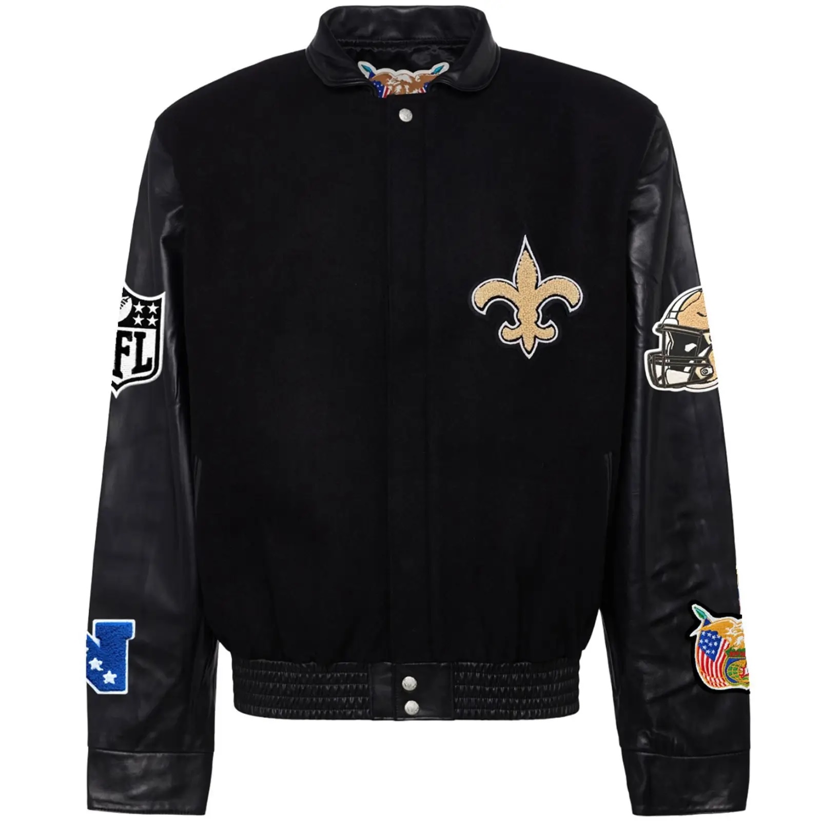 New Orleans Saints Jeff Hamilton Wool and Leather Jacket