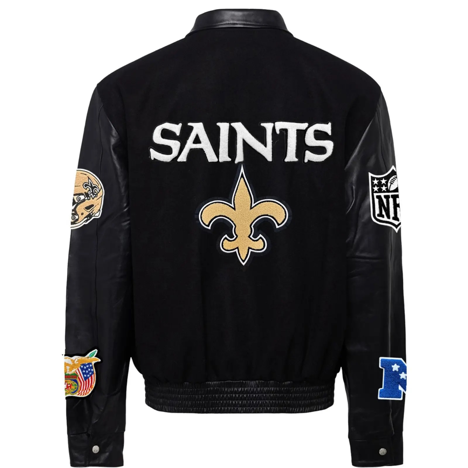 New Orleans Saints Jeff Hamilton Wool and Leather Jacket