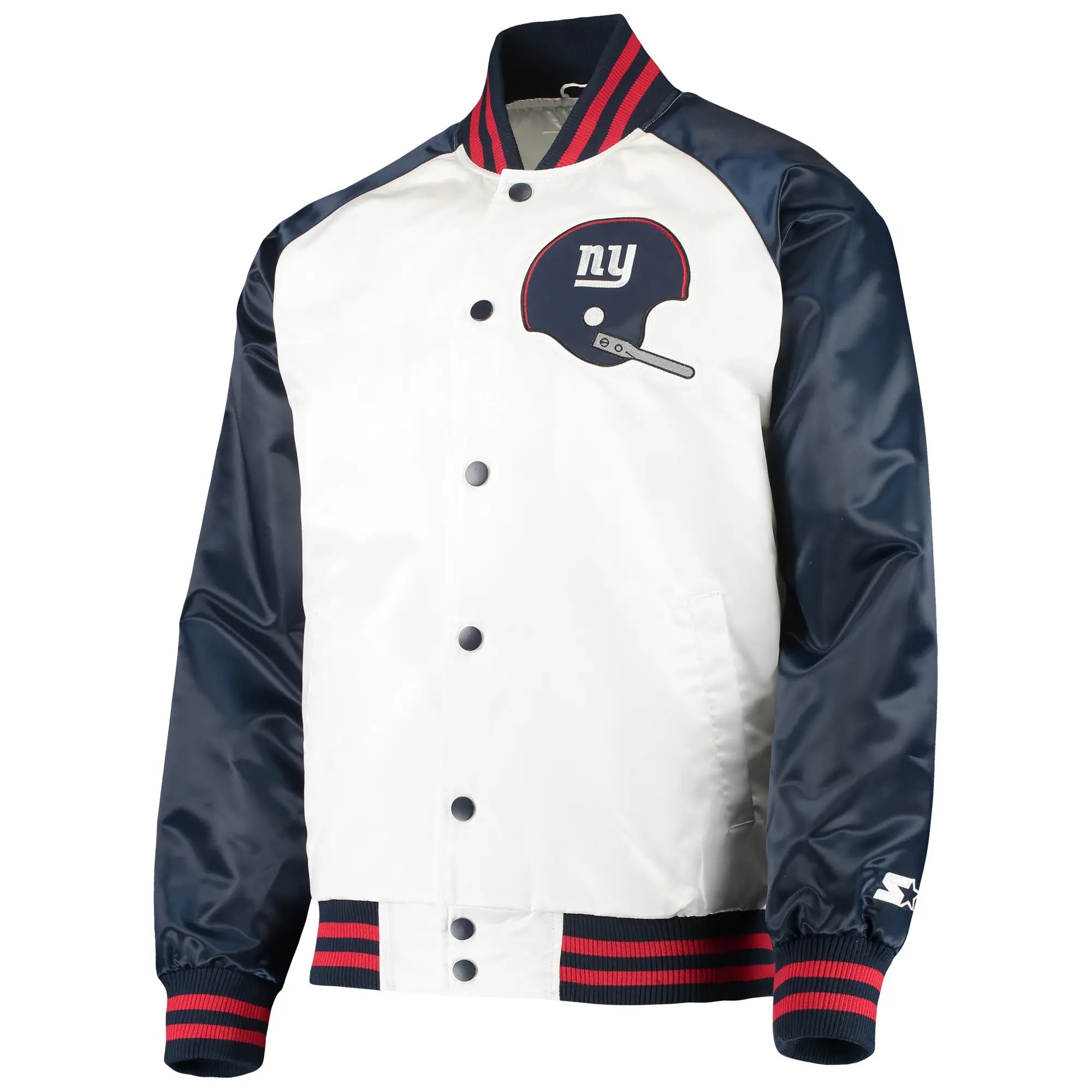 New York Giants Starter White and Navy Varsity Jacket