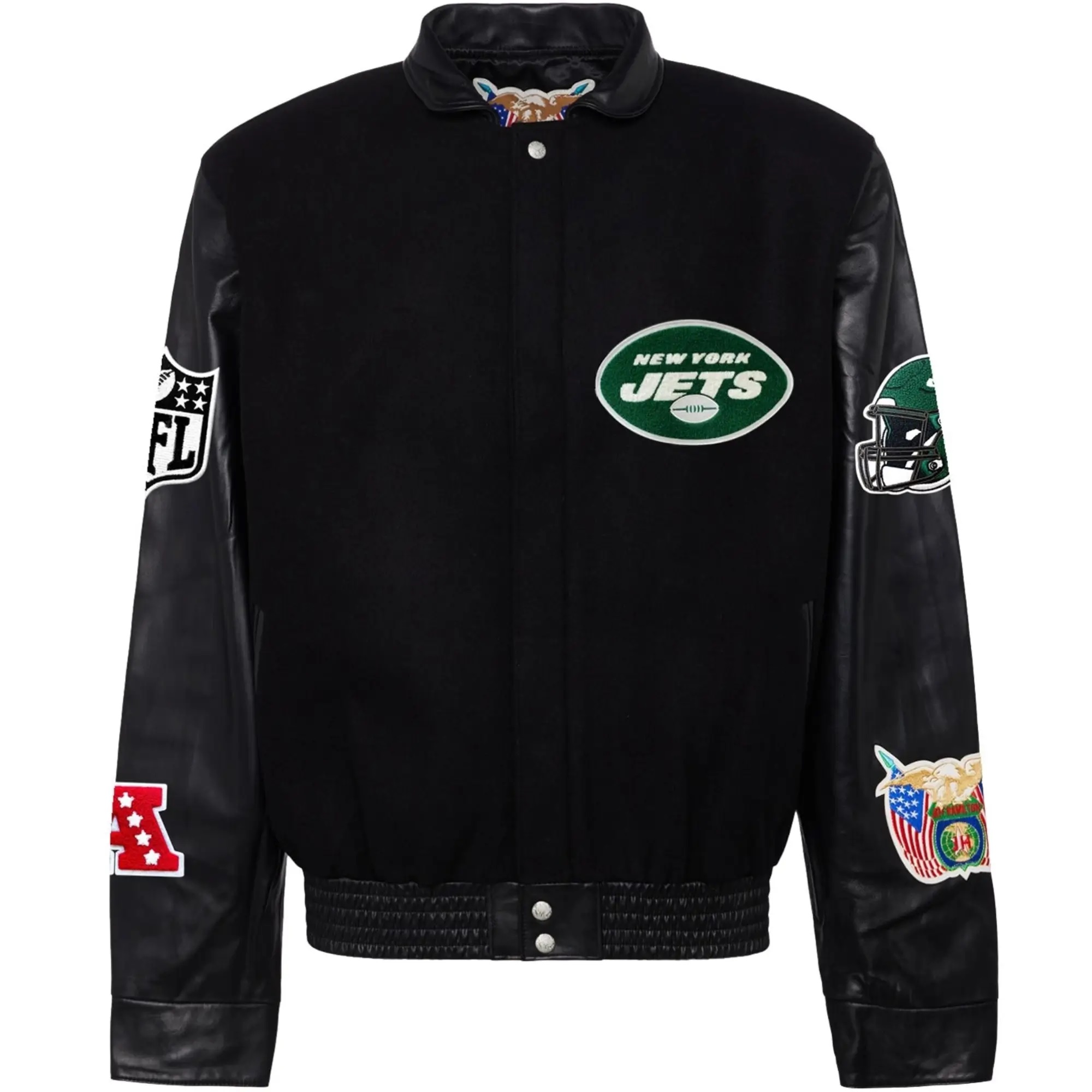 New York Jets Jeff Hamilton Wool and Leather Varsity Jacket