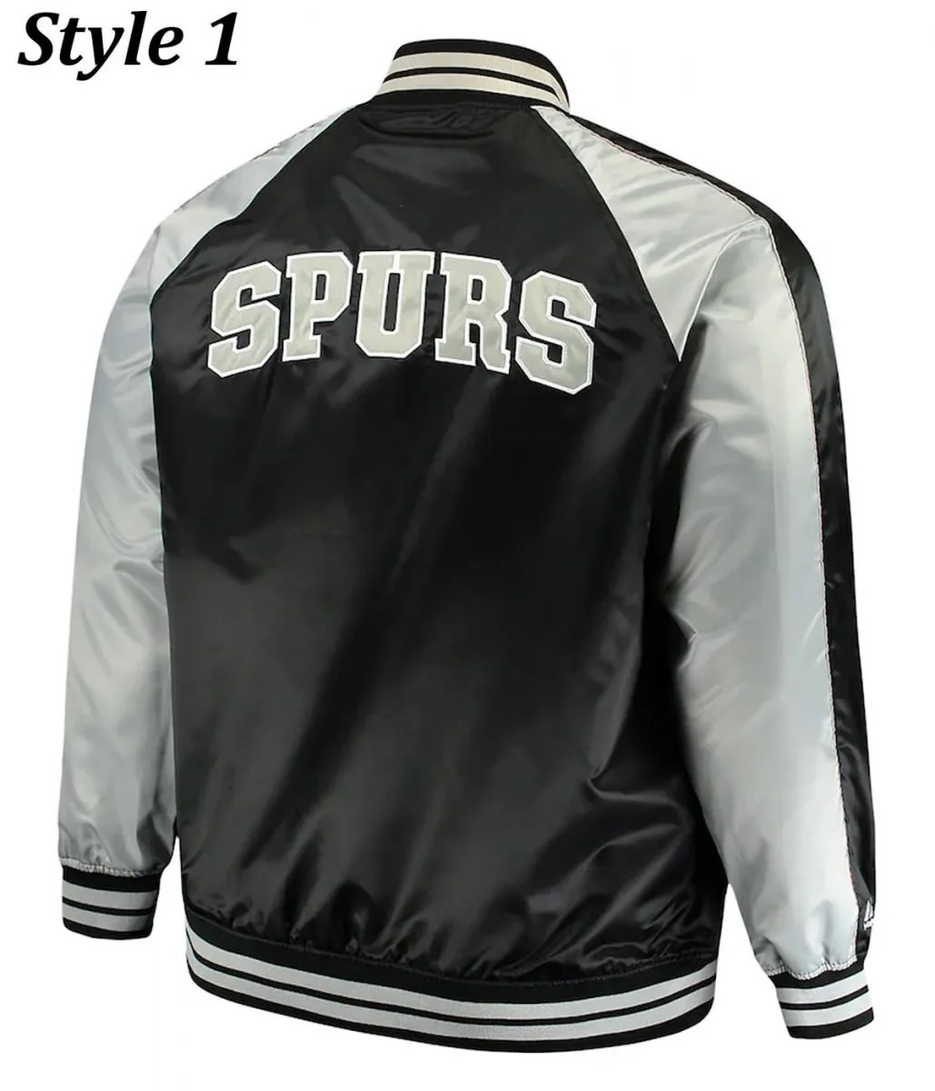 San Antonio Spurs Grey and Black Satin Jacket