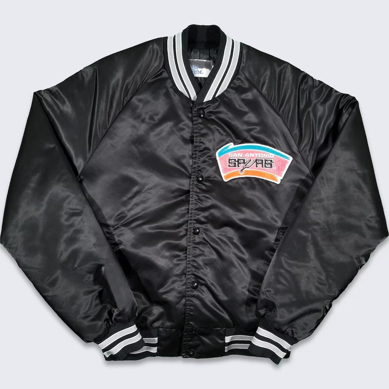 San Antonio Spurs Vintage 80s Chalk Line Satin Bomber Jacket