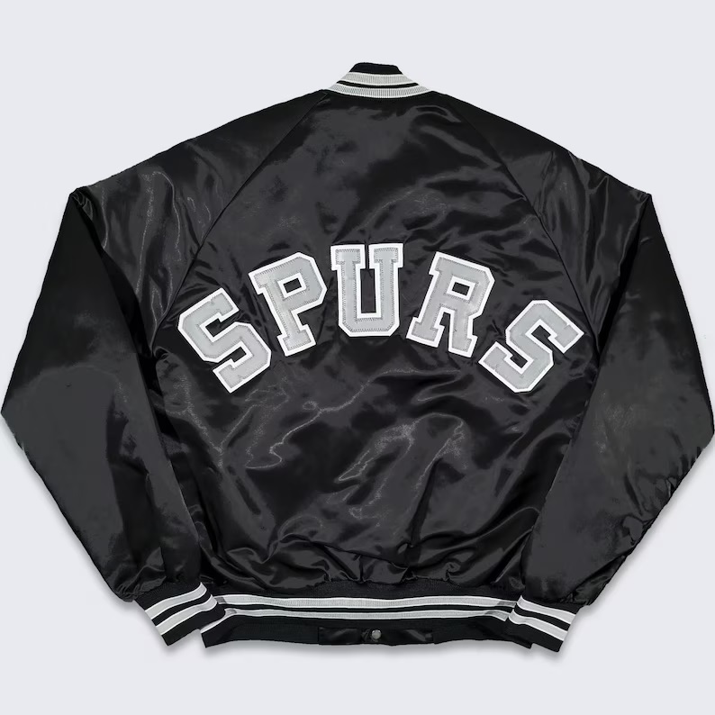 San Antonio Spurs Vintage 80s Chalk Line Satin Bomber Jacket