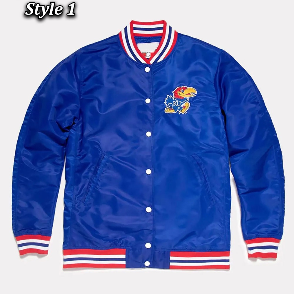 Script Kansas Jayhawks Royal Satin Jacket