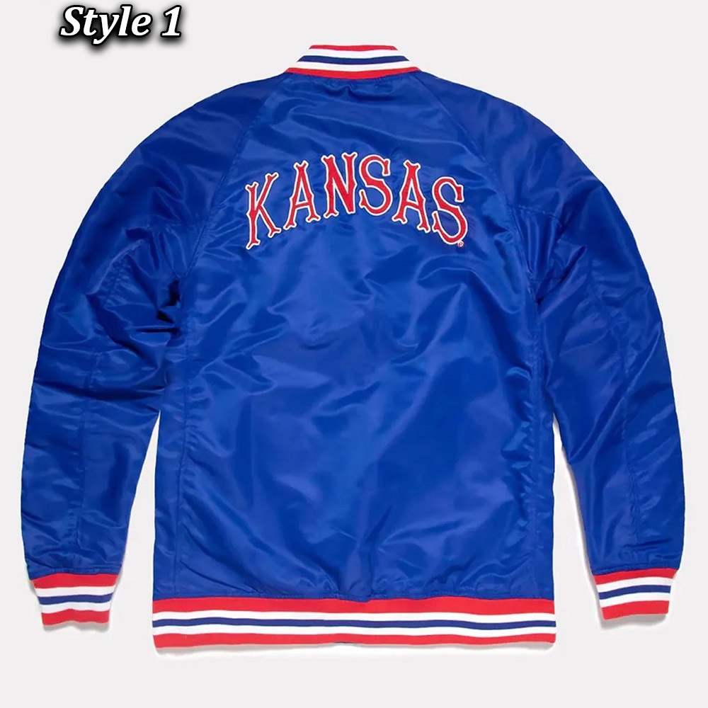 Script Kansas Jayhawks Royal Satin Jacket
