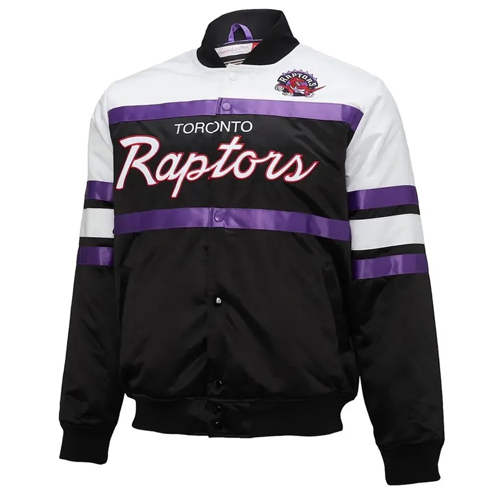 Toronto Raptors Hardwood Classics Script Black Satin Jacket